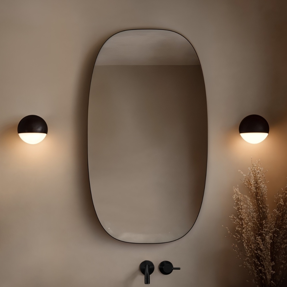 Origins Living Oslo Black 450 x 800mm Barrel Mirror Lifestyle 1